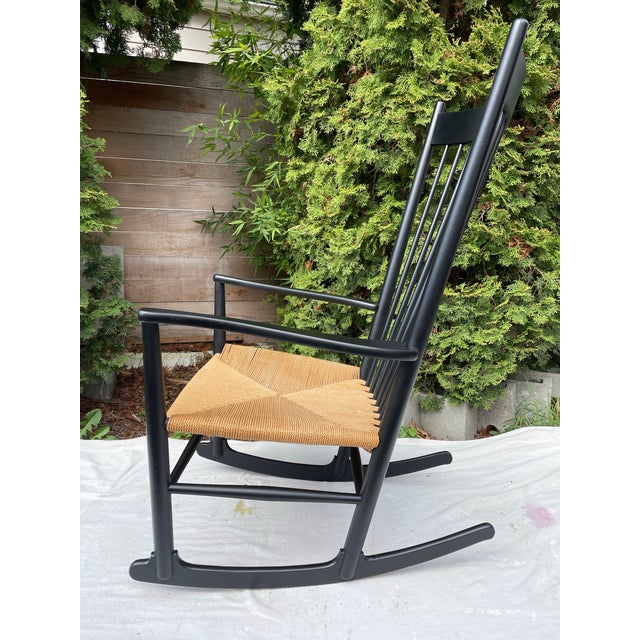 Mid-Century Modern Mid-Century Danish Modern Black Rocking Chair by Hans Wegner for Möbler F. D. B., Circa 1960s For Sale - Image 3 of 12
