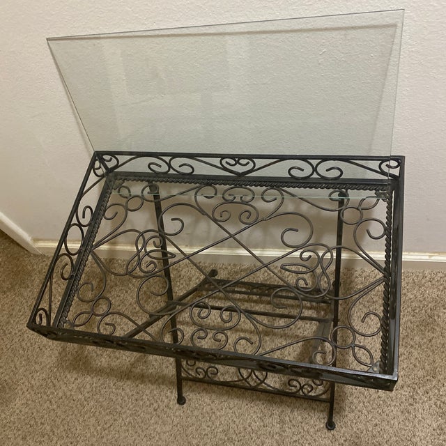 Late 20th Century London House Glass and Iron Folding Side Table, Including Glass Table Top. For Sale In San Antonio - Image 6 of 7