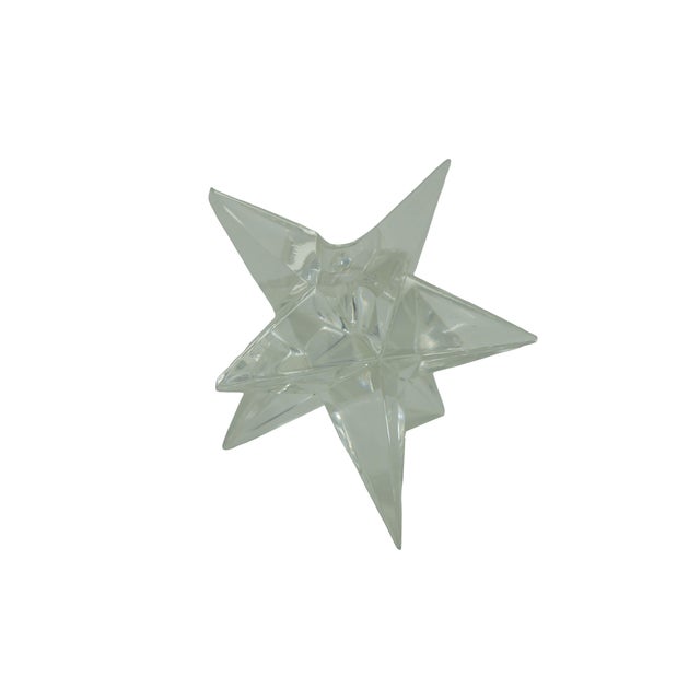 Two vintage crystal 9-point star taper candle holders by Rosenthal. Dimensions: 3" x 4" x 3.5" (W x D x H)