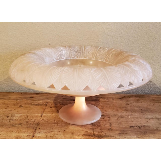 Large Vintage Alabaster Carved Round Pedestal Bowl Italian by Ali For Sale - Image 12 of 12