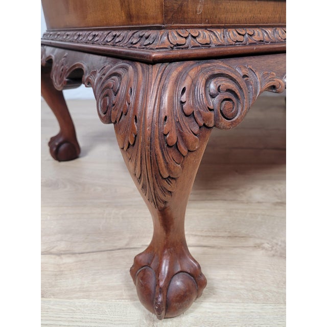 Antique Edwardian Secretary with Drawers in Carved Walnut and Leather, 1910 For Sale - Image 18 of 18