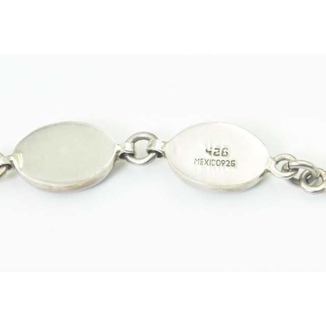 Late 20th Century Mexican Turquoise Sterling Silver Link Bracelet For Sale In Miami - Image 6 of 14