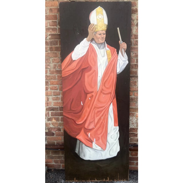 Vintage Portrait of Gandhi on Wooden Board Oversized For Sale - Image 9 of 12