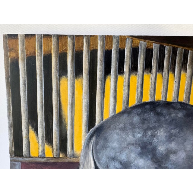 Wood Original Oil Painting of Irish Draught Horse in Stable by Jan Gordon Brown, 2014 For Sale - Image 7 of 12