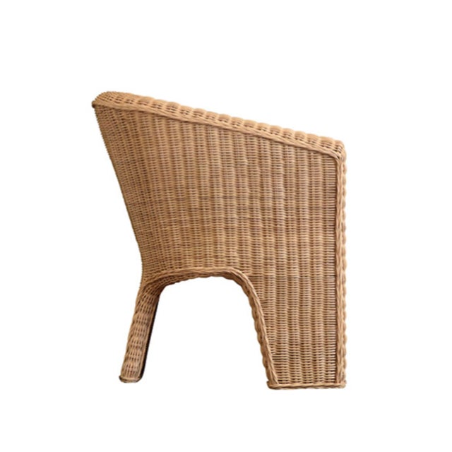 Rustic Matthew Izzo Home Giza Three Legged Rattan Lounge Chair For Sale - Image 3 of 12