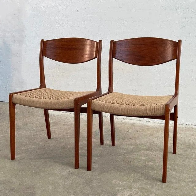 1960s 1960s Scandinavian Modern Teak and Rope Weave Dining Chairs - Set of 6 For Sale - Image 5 of 10