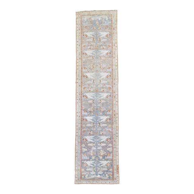 1920s Pictorial Persian Blue Pigeon Malayer Runner For Sale