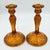 Glass 1960s Brockway Indiana Glass Large Tiara Amber Sandwich Candlesticks 9" Set For Sale - Image 7 of 7