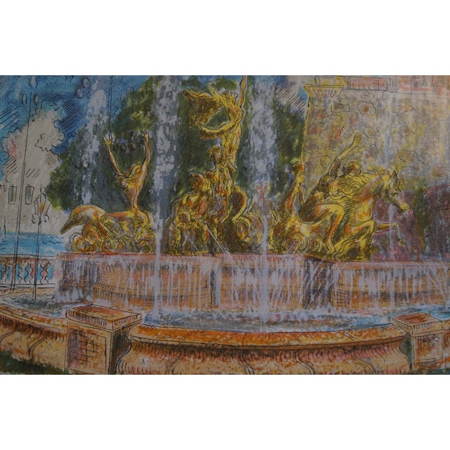 1990s Carmelo Sobrino Signed Numbered Versailles Fountain Serigraph For Sale In San Antonio - Image 6 of 9