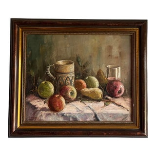 Vintage Still Life Oil Painting by Malagueño Ezequiel Pérez For Sale