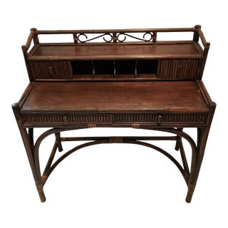 1960s Mid Century Bamboo Writing Desk For Sale