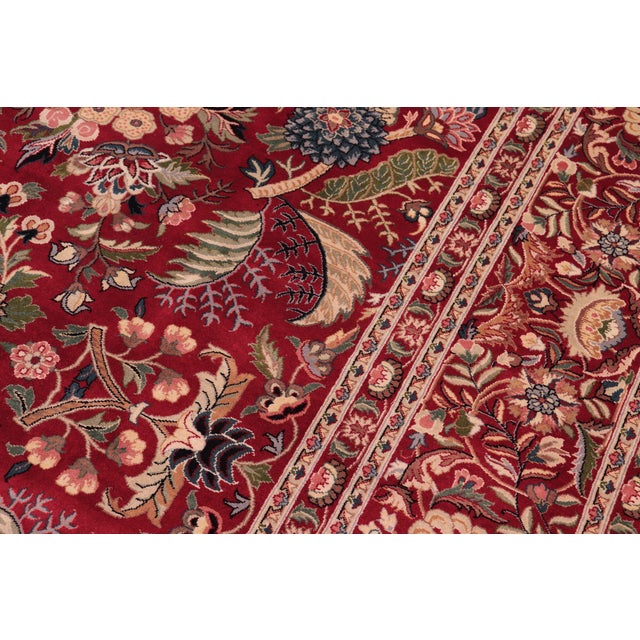 1990s Shabby Chic Nagi Pak-Persian Red/Red Wool Rug - 9'0'' X 12'7'' For Sale - Image 5 of 9