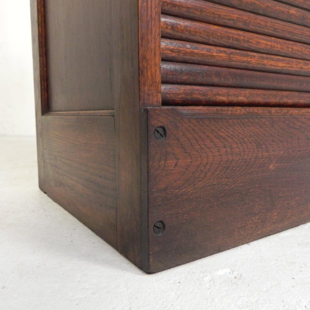 Oak Roller Shutter Cabinet with Shutter, 1930s For Sale - Image 12 of 18