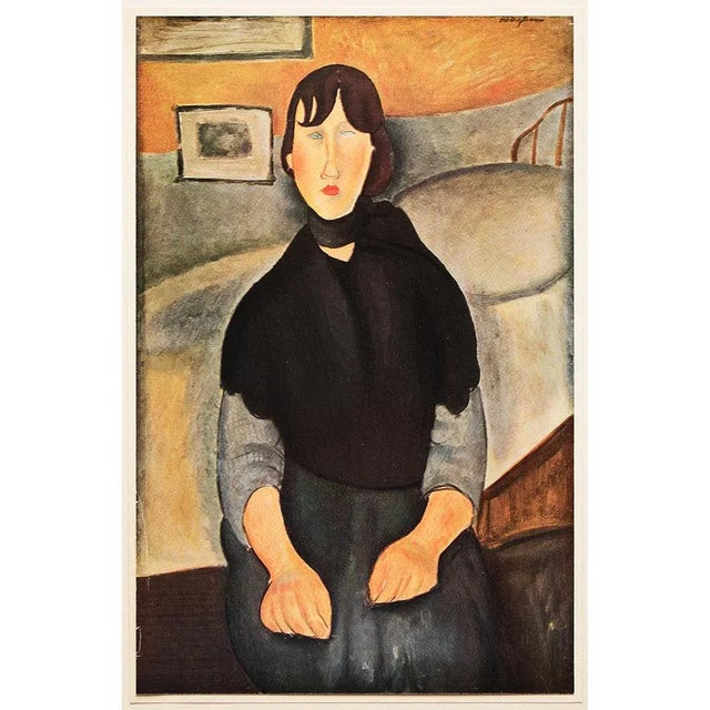 Tangerine 1940s "Le Fille Du Peuple" First Edition Swiss Offset Lithograph After Amedeo Modigliani For Sale - Image 8 of 8