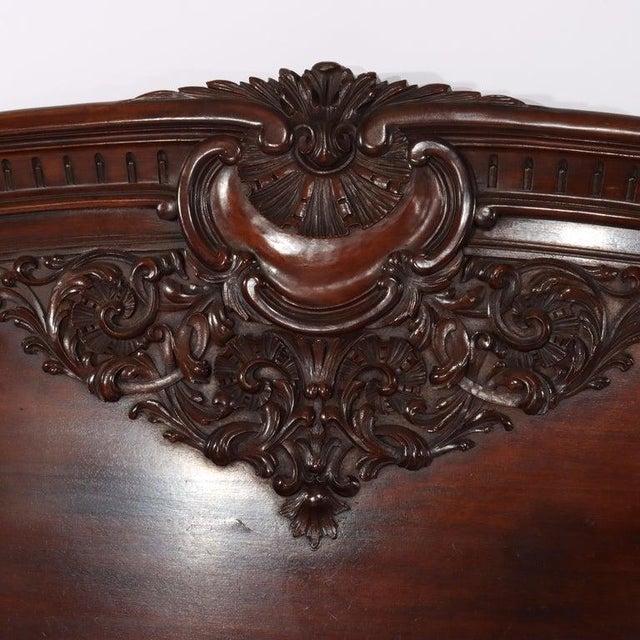 Renaissance Rj Horner School Carved Mahogany Queen Size Bed Head & Foot Boards Circa 1890 For Sale - Image 3 of 10