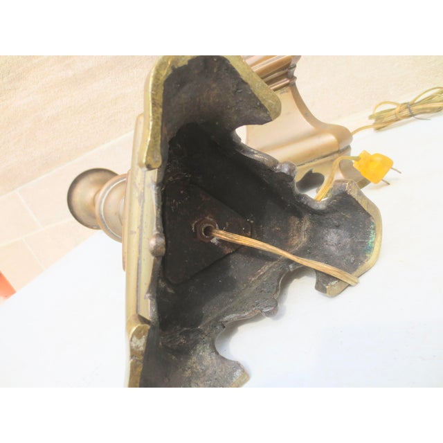 Antique Bronze Baroque Candlestick Lamps-A Pair of 2 For Sale In New York - Image 6 of 10