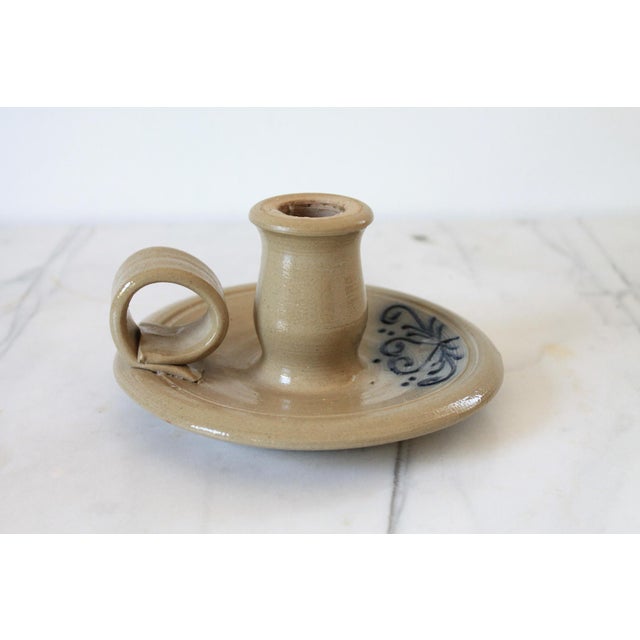 Vintage Maple City Pottery salt glaze taper candle holder. Made in the USA Minor age wear. No chips or cracks.