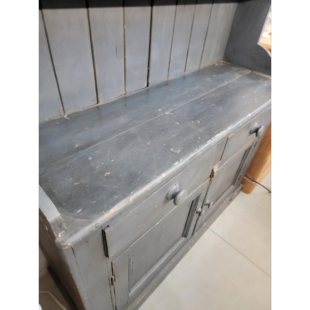 Antique Rustic One Piece Pine Dresser From Southern England in a Wonderful Grey/Blue Color - Circa 1890 For Sale - Image 12 of 17