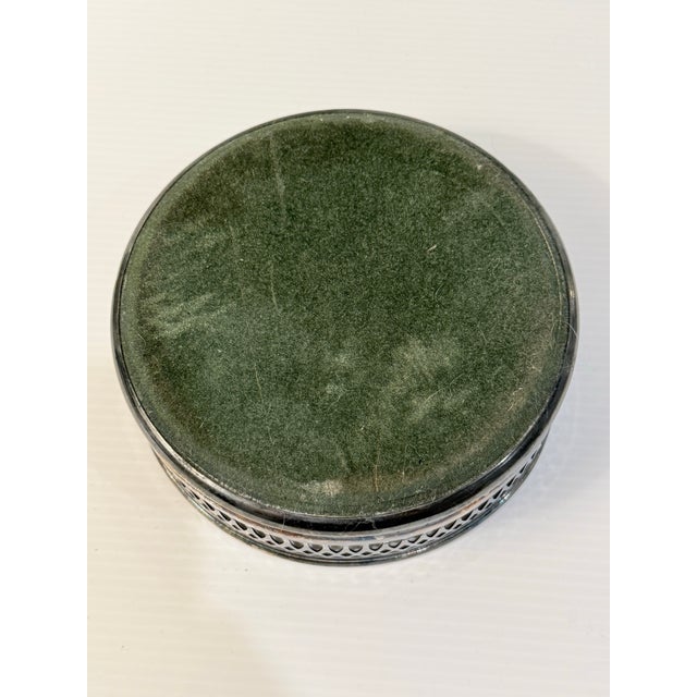 1960s Eisenberg-Lozano English Silver-Plated & Wood-Grain Wine Bottle Coaster For Sale - Image 11 of 11