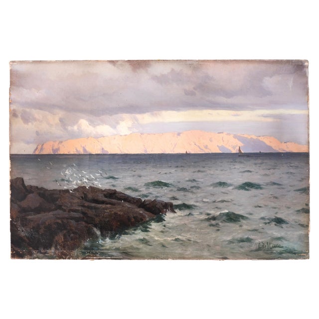 Edoardo De Martino, Seascape, 1884, Oil on Canvas For Sale - Image 4 of 4