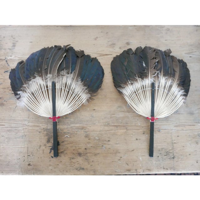 Mid 20th Century Antique Duck Feather Fans - a Pair For Sale - Image 5 of 5