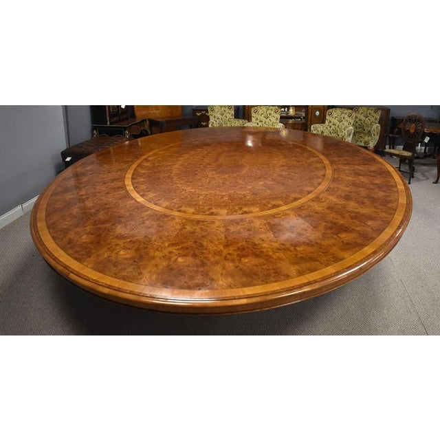 Wood Large Burr Walnut Extending Oval Dining Table, 1950 For Sale - Image 7 of 12
