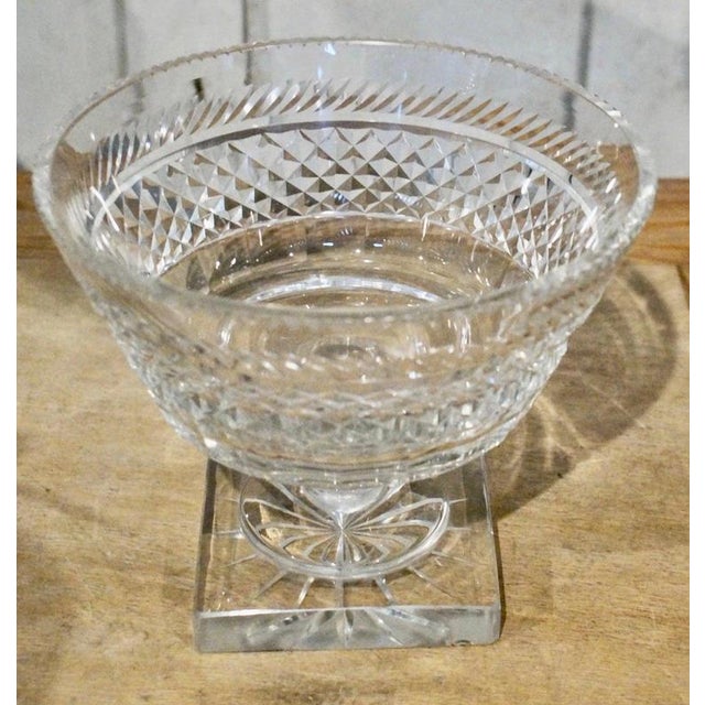 Glass Antique Victorian Diamond-Cut Crystal Pedestal Bowl, 1890 For Sale - Image 7 of 9