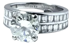 18 Karat White Gold, 2.62 Brilliant Cut Diamond 3.75 Total Carat Weight Ring
