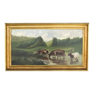 Mid 19th Century Oil on Canvas by William Jacob Hays, SR. (1830–1875) Cows River For Sale