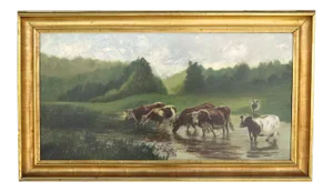 Mid 19th Century Oil on Canvas by William Jacob Hays, SR. (1830–1875) Cows River