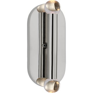 Kelly Wearstler for Visual Comfort Signature Rousseau Medium Vanity Sconce in Polished Nickel with Clear Glass Orb For Sale