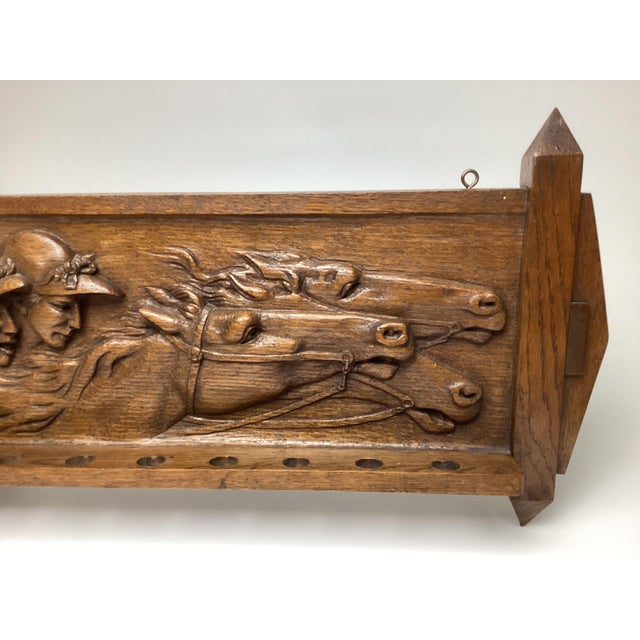 Early 20th Century Antique Arts and Crafts Crop Holder Horse Racing Hand Carving Relief Featuring Equestrian Riders For Sale - Image 5 of 6
