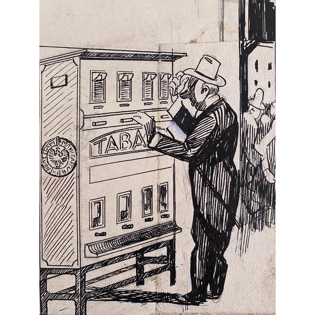 Tobacco is an original drawing in china ink on creamy paper realized by Gabriele Galantara (1865-1937) in 1920s. In good...