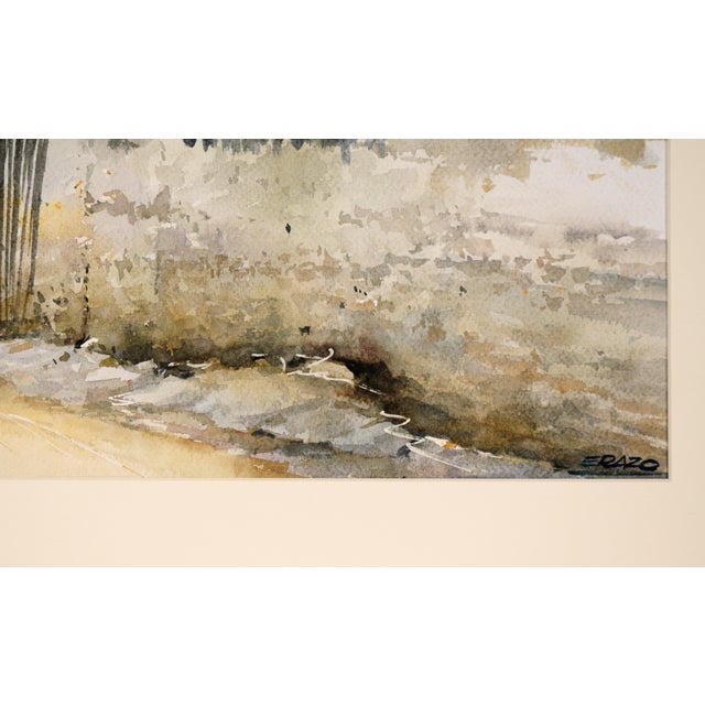 Village at the Base of the Andes Mountains - Watercolor Landscape on Paper by Erazo For Sale In Monterey, CA - Image 6 of 6