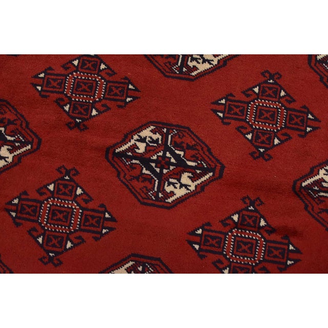 2000 - 2009 Turkmen Rug 10’1” X 12’6” Red Wool Vintage Tribal Hand-Knoted Carpet For Sale - Image 5 of 14