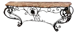 Antique French Wrought Iron Marble Top Console Table