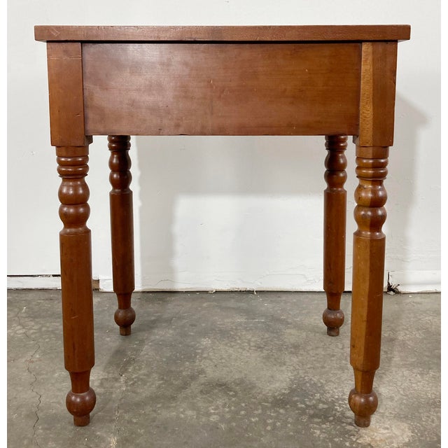 Wood Antique Early American Turned Wood Side Table For Sale - Image 7 of 10