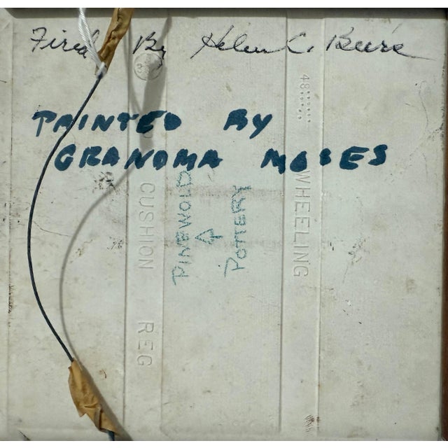 Grandma Moses, Original 1949 Painted Ceramic Tile Flowers Hand Painting Grandma Moses Folk Art, 1949 For Sale - Image 15 of 18