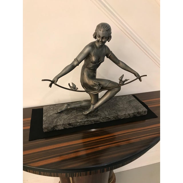 Art Deco French Art Deco Female Sculpture on Marble For Sale - Image 3 of 13