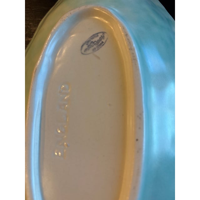 Celadon Vintage 1930's English Majolica Platter and Covered Cheese or Butter Dish – Avon Ware – 2 Pieces For Sale - Image 8 of 10