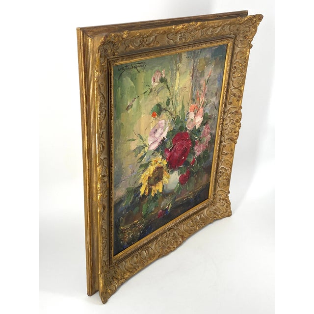 Wladimir Bitschkowsky, Colorful Floral Still Life with Roses, 1920s, Oil Painting on Canvas, Framed For Sale - Image 7 of 15