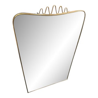 1950s Gio Ponti Mid-Century Modern Solid Brass Italian Wall Mirror For Sale