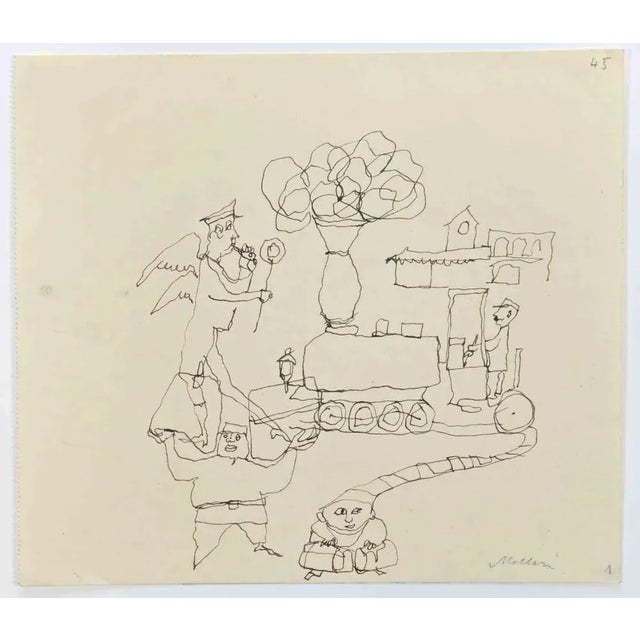 The Jolliness is a china ink Drawing realized by Mino Maccari (1924-1989) in the 1960s Hand-signed on the lower margin....