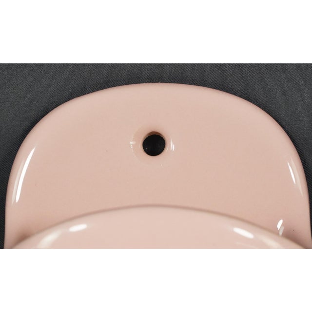 Vintage European Pink Ceramic Wall Mount Soap Dish For Sale - Image 4 of 7