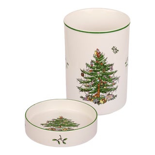 Spode Christmas Tree Wine Chiller and Coaster Set For Sale