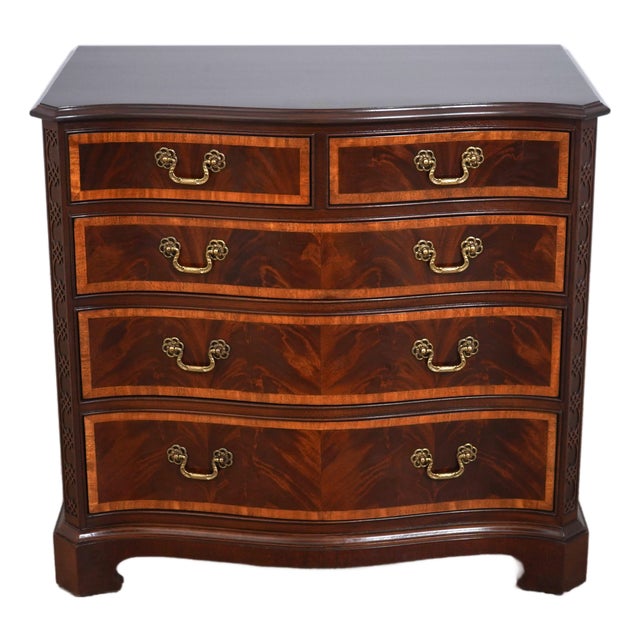 Hickory Mahogany Inlaid Serpentine Curved Front Chest For Sale
