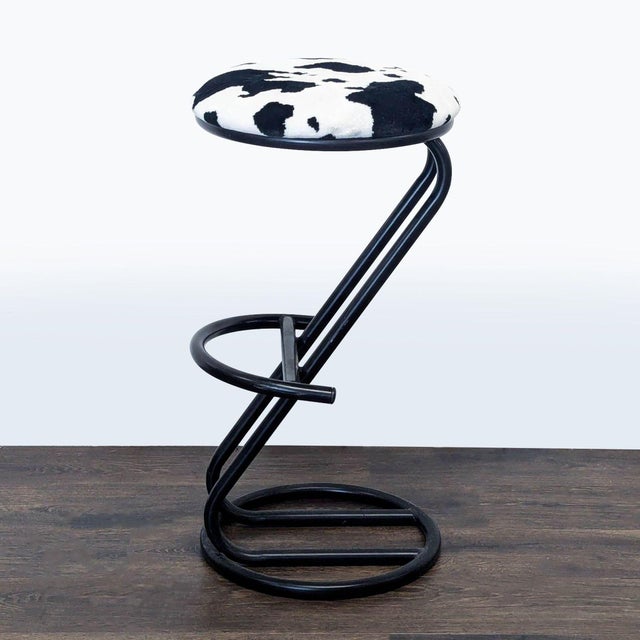 Modern Ambiente Faux Cowhide Counter Stool For Sale - Image 3 of 8