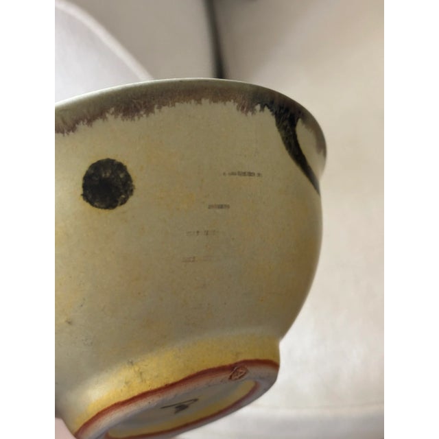 Vintage Studio Pottery Stoneware Bowl in Abstract Bold Color Patch Glaze, 20th Century For Sale - Image 12 of 12