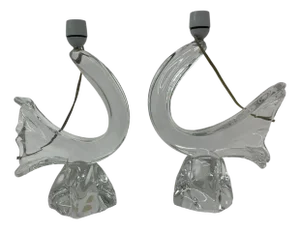 Vintage French Table Lamps in Crystal from Daum, 1950s, Set of 2