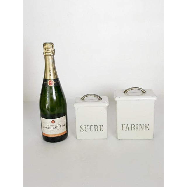 White Wooden and Metal Kitchen Canisters, France, 1950s, Set of 3 For Sale - Image 3 of 9